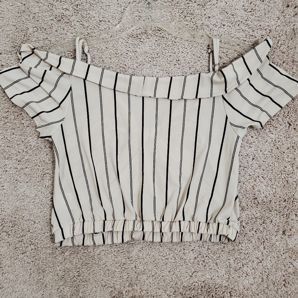 Express One Eleven Stripped Off The Shoulder Top Size Large. - Picture 5 of 5